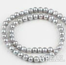 Pearl Beads, Grey, 6-7mm dyed, 14.4-inch strand,8-9mm