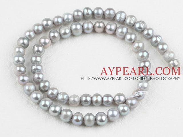 Pearl Beads, Grey, 6-7mm dyed, 14.4-inch strand