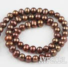 Pearl Beads, Brown, 6-7mm dyed, 14.4-inch strand,6-7mm
