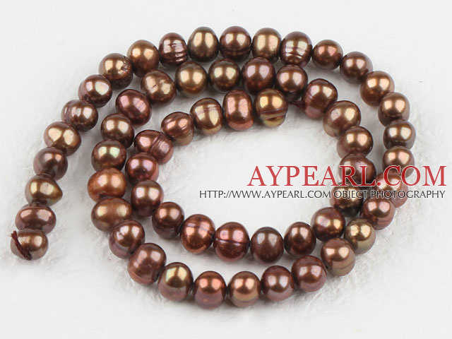 Pearl Beads, Brown, 6-7mm dyed, 14.4-inch strand
