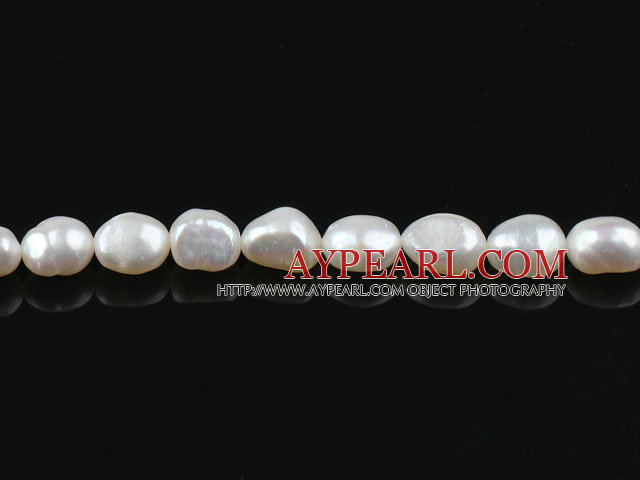 Pearl Beads, White, 8-9mm natural baroque, Sold per 14.8-inch strand