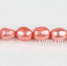 Pearl Beads, Light Watermelon Red, 8-9mm dyed baroque, Sold per 14.8-inch strand,8-9mm