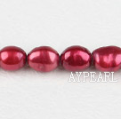 Pearl Beads, Wine Red, 8-9mm dyed baroque, Sold per 14.8-inch strand,8-9mm