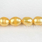 Pearl Beads, Bright Yellow, 8-9mm dyed baroque, Sold per 14.8-inch strand,8-9mm