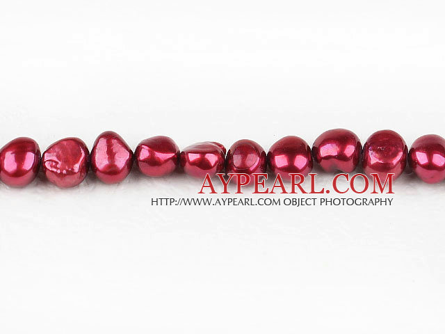 Pearl Beads, Wine Red, 8-9mm dyed double sides flashing, Sold per 14.57-inch strand