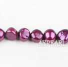 Pearl Beads, Purplish Red, 8-9mm dyed double side flashing, Sold per 14.57-inch strand