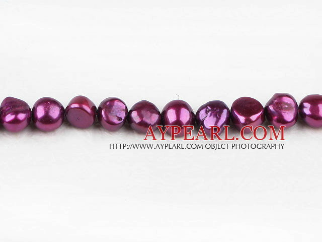 Pearl Beads, Purplish Red, 8-9mm dyed double side flashing, Sold per 14.57-inch strand