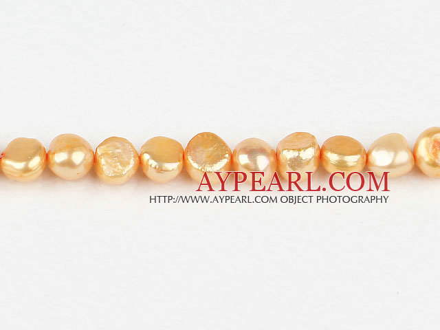 Pearl Beads, Light Orange, 8-9mm dyed double sides flashing, Sold per 14.57-inch strand