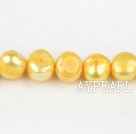 Pearl Beads, Bright Yellow, 8-9mm dyed double side flashing, Sold per 14.57-inch strand