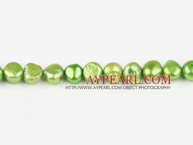 Pearl Beads, Apple Green, 8-9mm dyed double side flashing, Sold per 14.57-inch strand