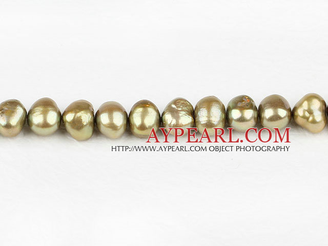 Pearl Beads, Yellowish Brown, 8-9mm dyed double side flashing, Sold per 14.57-inch strand