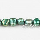 Pearl Beads, Dark Olive Green, 8-9mm dyed double side flashing, Sold per 14.57-inch strand