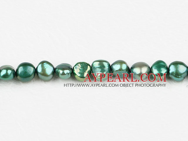 Pearl Beads, Dark Olive Green, 8-9mm dyed double side flashing, Sold per 14.57-inch strand