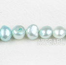 Pearl Beads, Light Blue, 8-9mm dyed double side flashing, Sold per 14.57-inch strand