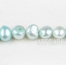Pearl Beads, Light Blue, 8-9mm dyed double side flashing, Sold per 14.57-inch strand,8-9mm