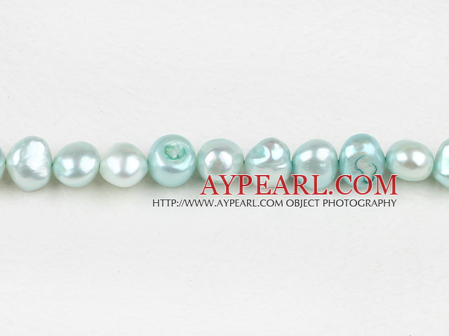 Pearl Beads, Light Blue, 8-9mm dyed double side flashing, Sold per 14.57-inch strand