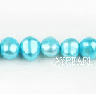 Pearl Beads, Turquoise Blue Color, 8-9mm dyed double side flashing, Sold per 14.57-inch strand,8-9mm