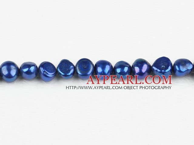 Pearl Beads, Sapphire Blue, 8-9mm dyed, double side flashing, Sold per 14.57-inch strand