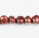 Pearl Beads, Reddish Brown, 8-9mm dyed double side flashing, Sold per 14.57-inch strand