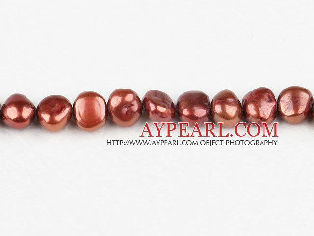 Pearl Beads, Reddish Brown, 8-9mm dyed double side flashing, Sold per 14.57-inch strand
