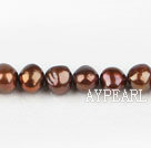 Pearl Beads, Brown, 8-9mm dyed double side flashing, Sold per 14.57-inch strand