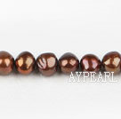 Pearl Beads, Brown, 8-9mm dyed double side flashing, Sold per 14.57-inch strand,8-9mm
