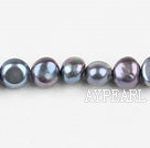 Pearl Beads, Dark Grey, 8-9mm dyed double side flashing, Sold per 14.57-inch strand,8-9mm