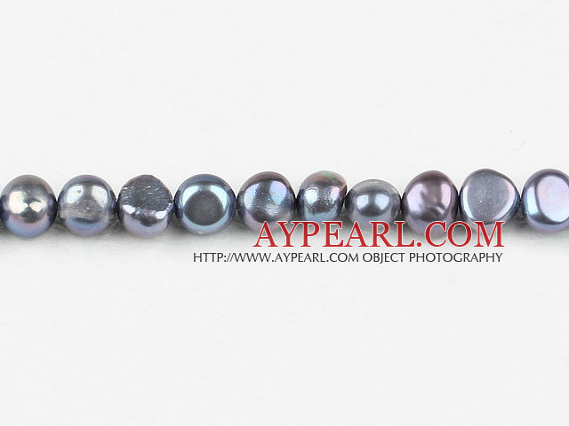 Pearl Beads, Dark Grey, 8-9mm dyed double side flashing, Sold per 14.57-inch strand
