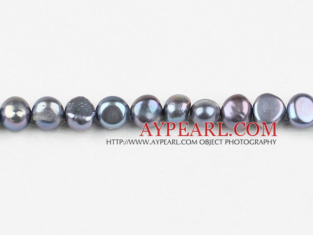 Pearl Beads, Dark Grey, 8-9mm dyed double side flashing, Sold per 14.57-inch strand