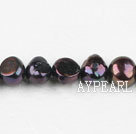Pearl Beads, Black, 8-9mm dyed double side flashing, Sold per 14.57-inch strand