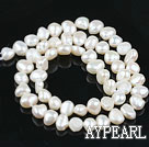 Pearl Beads, White, 6-7mm natural potato shape, Sold per 14.2-inch strand