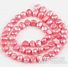 Pearl Beads, Light Watermelon Red, 6-7mm dyed, potato shape, Sold per 14.2-inch strand,6-7mm