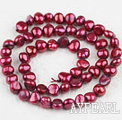 Pearl Beads, Wine Red, 6-7mm dyed, potato shape, Sold per 14.2-inch strand,6-7mm