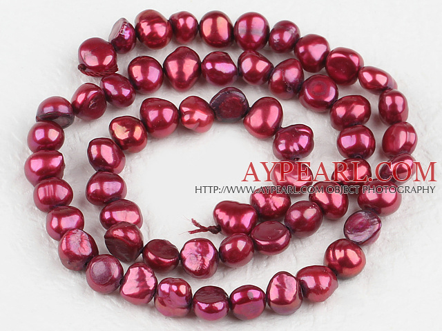 Pearl Beads, Wine Red, 6-7mm dyed, potato shape, Sold per 14.2-inch strand