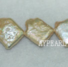 Freshwater pearl beads, yellow, 5*12mm diagonal square. Sold per 14.8-inch strand.