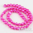 Pearl Beads, Rose Pink, 6-7mm dyed, potato shape, Sold per 14.2-inch strand,6-7mm