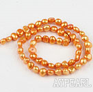 Pearl Beads, Saffron, 6-7mm dyed, potato shape, Sold per 14.2-inch strand