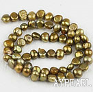 Pearl Beads, Yellowish Brown, 6-7mm dyed, potato shape, Sold per 14.2-inch strand