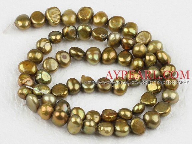 Pearl Beads, Yellowish Brown, 6-7mm dyed, potato shape, Sold per 14.2-inch strand