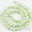 Pearl Beads, Light Green, 6-7mm dyed, potato shape, Sold per 14.2-inch strand