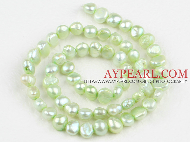 Pearl Beads, Light Green, 6-7mm dyed, potato shape, Sold per 14.2-inch strand