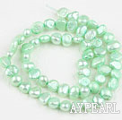 Pearl Beads, Light Green, 6-7mm dyed, potato shape, Sold per 14.2-inch strand