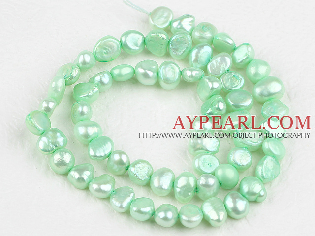 Pearl Beads, Light Green, 6-7mm dyed, potato shape, Sold per 14.2-inch strand