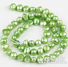 Pearl Beads, Apple Green, 6-7mm dyed, potato shape, Sold per 14.2-inch strand