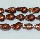 Nucleated freshwater pearl beads,Coffee,12*17mm