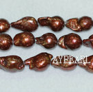 Nucleated freshwater pearl beads, brown, 12*17 mm keshi. Sold per 15.4-inch strand.