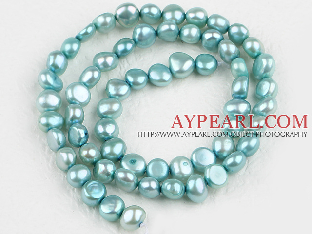 Pearl Beads, Light Blue, 6-7mm dyed, potato shape, Sold per 14.2-inch strand