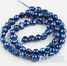 Pearl Beads, Sapphire Blue, 6-7mm dyed, potato shape, Sold per 14.2-inch strand