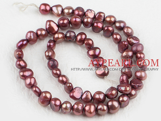 Pearl Beads, Reddish Brown, 6-7mm dyed, potato shape, Sold per 14.2-inch strand