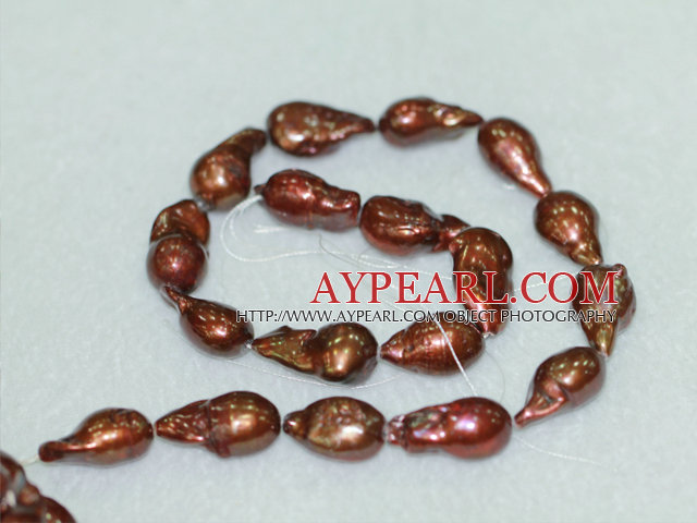 Nucleated freshwater pearl beads, brown, 12*17 mm keshi. Sold per 15.4-inch strand.